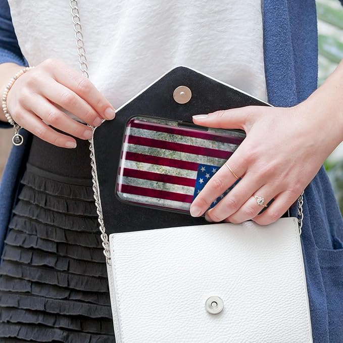 Mayski Credit Card Holder for Women RFID Blocking Wallet, Flag | Card Wallets for Women Small Mini Business Metal Accordion Aluminum Alloy Hard Case for Men - Image 7