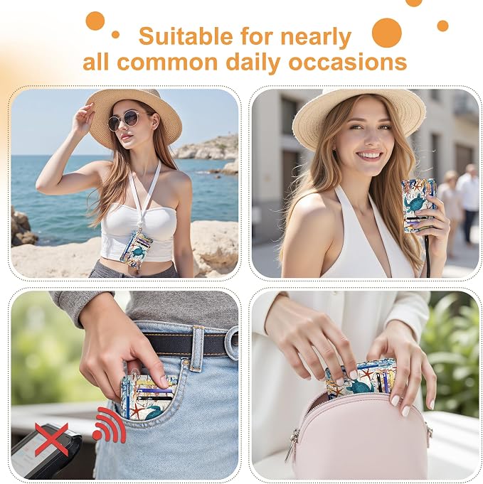 SEAVILIA Small Credit Card Holder for Women, Slim RFID Blocking Wallet | Cute Mini ID Card Case, Thin Minimalist Pocket Wallet, Gift for Girls, Sea Turtle (2 Pack) - Image 3