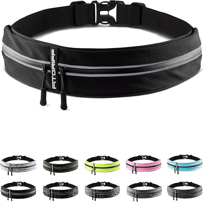 Fitgriff® Running Belt for Men & Women - Secure Jogging Pouch for Phone, Keys & Essentials - For All Cell Phones by FITGRIFF