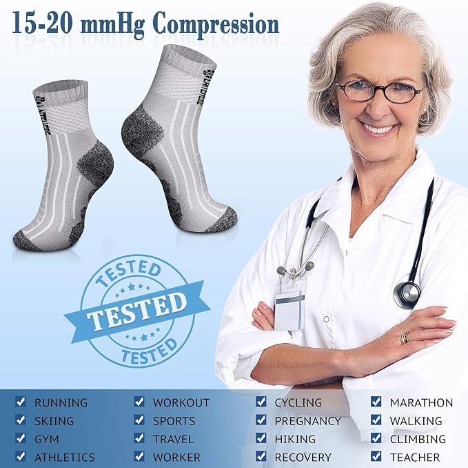 CHARMKING Compression Socks for Women & Men Circulation 15-20 mmHg is Best for Athletic Running Cycling Nurse Daily Wear - Image 5