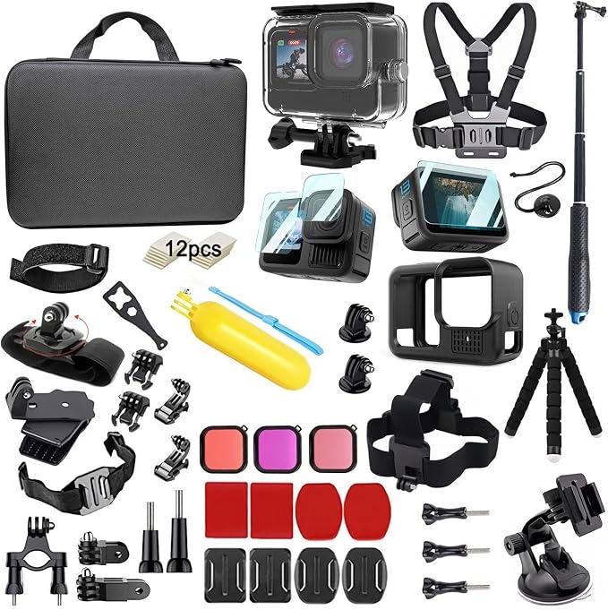 Accessories Kit for Gopro Hero 13 Black Waterproof Housing Silicone Case Glass Screen Protector Bundle for Go pro Gopro13 Hero13 Action Camera by Unknown