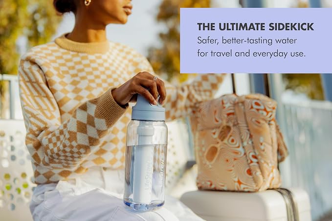 LifeStraw Go Series – BPA-Free Water Filter Bottle for Travel and Everyday Use Removes Bacteria, Parasites and Microplastics, Improves Taste, 1L Aegean Sea | Plastic Water Filter Bottle for Travel and Everyday use removes Bacteria, parasites and microp... - Image 3
