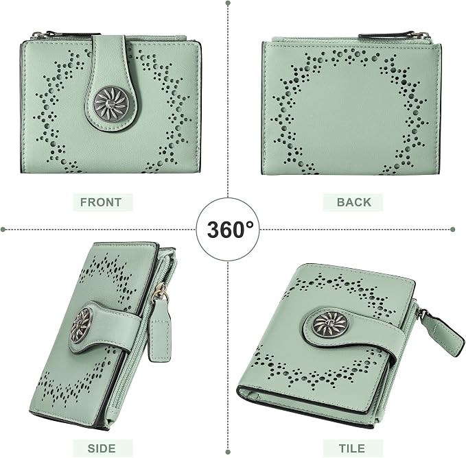 Tipmile Small Wallet for Women Bifold RFID Blocking Card Holder Leather Wallets with Zipper Coin Pocket - Image 9