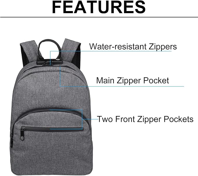 FIREDOG Mini Smell Proof Backpack with Lock, Smell Proof Bag for Men Women Travel (Grey) - Image 6