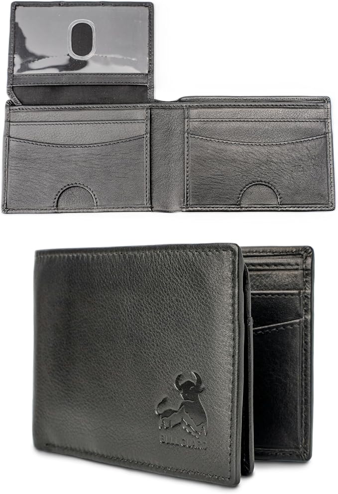 BULL GUARD Expedition Series Bifold Leather Wallet for Men RFID Blocking, Top Grain Cowhide, Flip-Up ID Window, Compact & Durable Everyday Carry Wallet for Travel, Work & Outdoors, Ready to Gift by BullGuard
