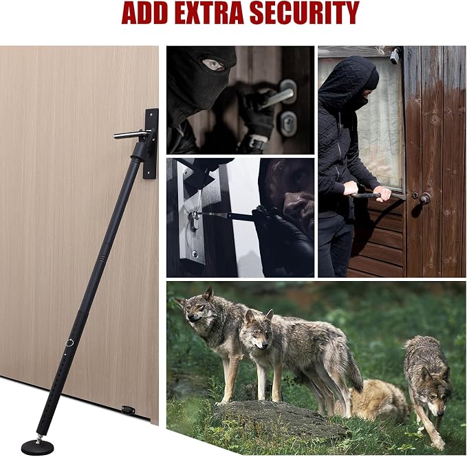 2 Pack Door Security Bar, Heavy Duty Door Brace for Front Doors, Sliding Doors & Windows, 24.5"-50.7" Adjustable Door Stopper with Anti-Slip Base for Home, Travel, Hotel & Dorm Security - Image 9