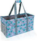 Extra Large Utility Tote Bag - Oversized Collapsible Reusable Wire Frame Rectangular Canvas Basket With Two Exterior Pockets For Beach, Pool, Laundry, Car Trunk, Storage - Turtle by Lucazzi