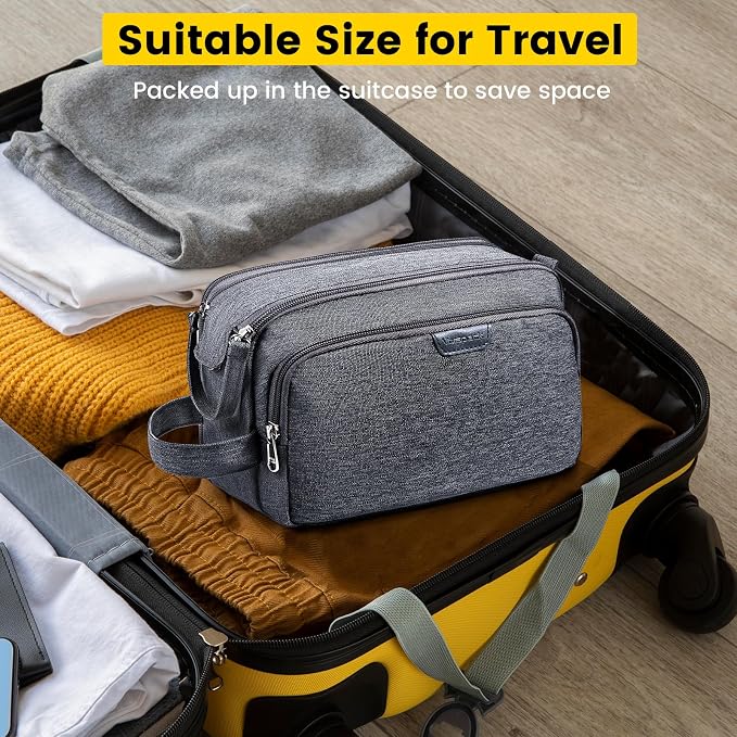Vorspack Travel Toiletry Bag with Organized Compartment, Large, Grey | Water Resistant, Wide Opening, with Wet Pocket, Small Travel Bag for Toiletries, Grooming, Shaving, Accessories - Image 7