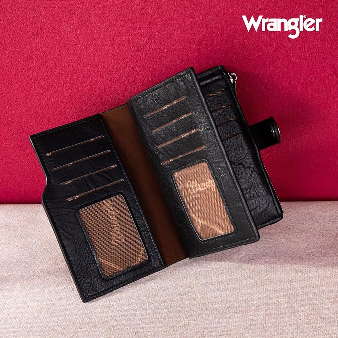 Wrangler Wallet for Women Bifold Card Holder with Zipper and ID Window - Image 2