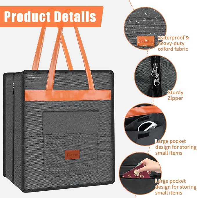 SelfTek Shoe Bags for Travel with Handle, Waterproof Large-Capacity Family Travel Shoe Bag Organizer for Multiple Shoes, Shoe Travel Bags for Packing, Suitable for Luggage Handle- Grey - Image 5