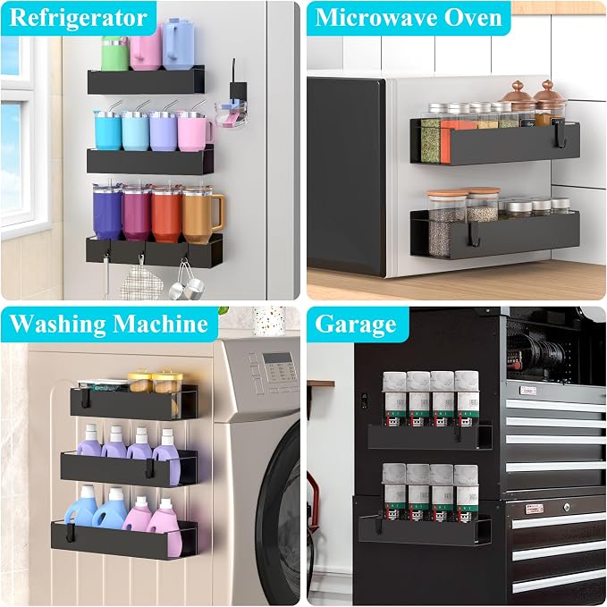 HuggieGems Metal Magnetic Water Bottle Holder for Refrigerator, Cup Holder Organizer for Stanley and Tumbler for Kitchen, 3 Pack, Jet Black - Image 6