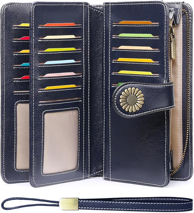 SENDEFN Wallets for Women Leather Credit Card Holder with RFID Blocking Large Capacity Wristlet | with RFID Blocking by SENDEFN