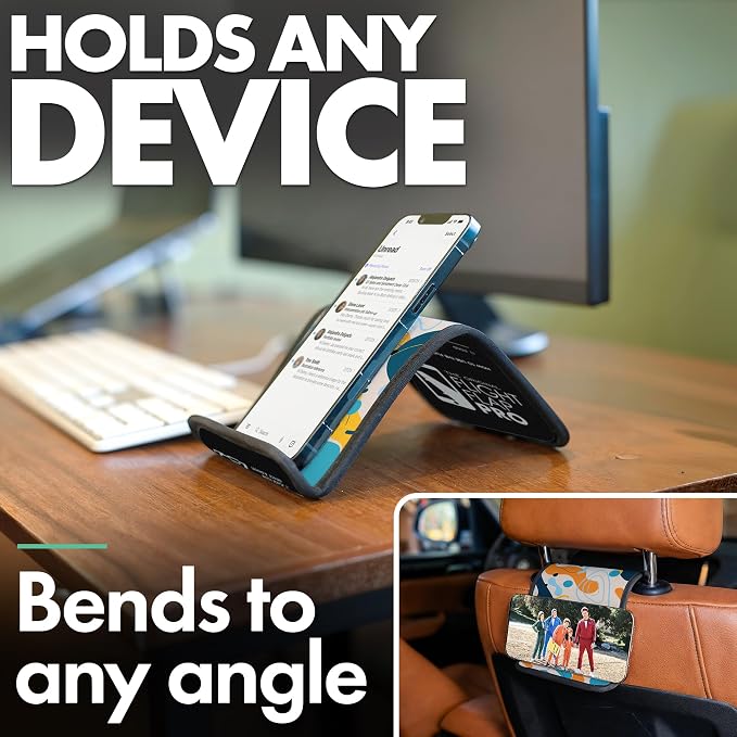 Airplane Phone Holder - Foldable Phone Stand for Plane Travel | Aluminum Build, 9 x 5 in. Boho Blue, Tabletop Mount Desk, Plane Tray Seat back, Treadmill, Fits iPhone Cell Phone - Image 5