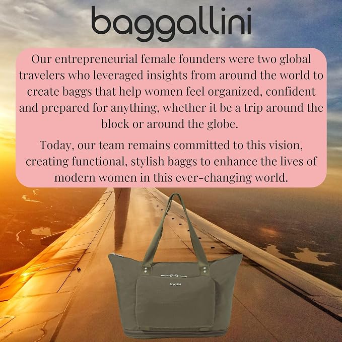 Baggallini Carryall Expandable Lightweight Travel Tote 22" Packable Folding Compact Nylon Washable Weekender w/Luggage Sleeve - Image 8