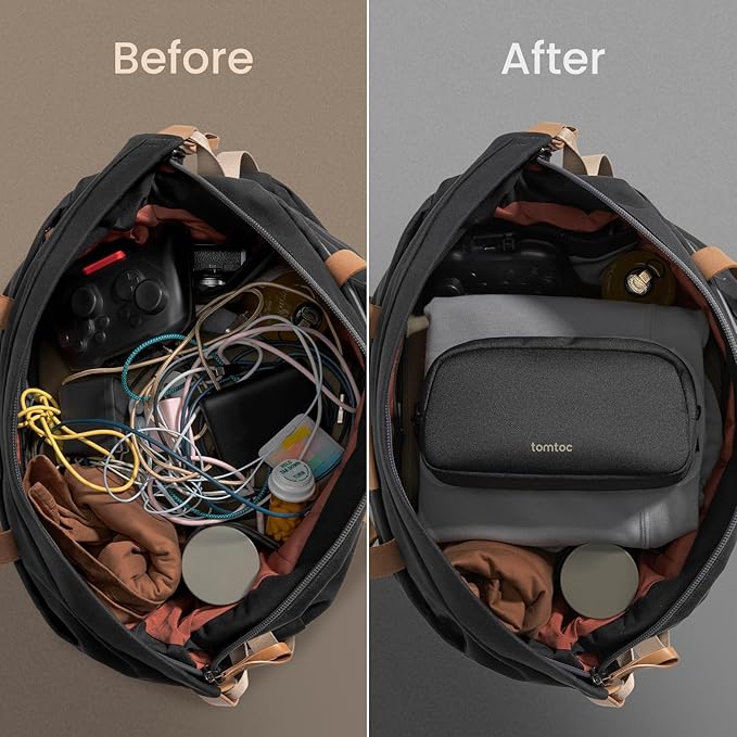 tomtoc Electronics Organizer Travel Case, Cable Organizer for Essentials | Water Resistant Tech Pouch Accessories Travel Bag Carry Storage for Cord, Phone, Cables, Airpods, USB Drive, Daily Items - Image 5