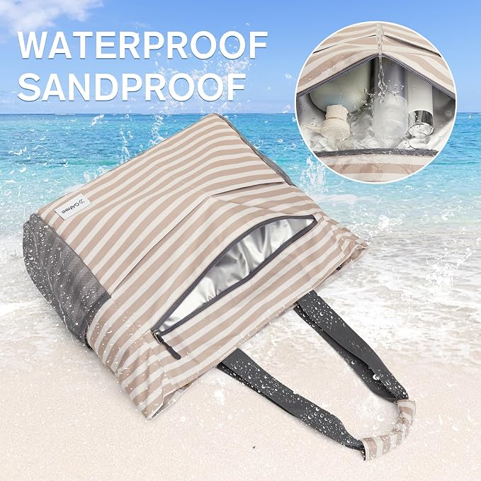 G4Free Beach Bag, Waterproof Sandproof Beach Tote Bag, Large Capacity Foldable for Women - Image 3