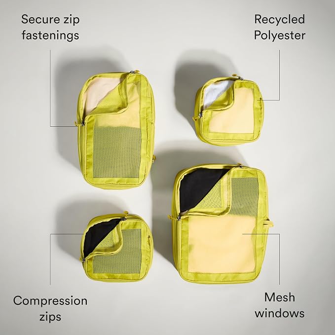 ANTLER - Compression Packing Cubes for Travel, Luggage Organiser for Suitcases or Bags, Travel Accessories, Set of 4, Gorse Yellow - Image 4