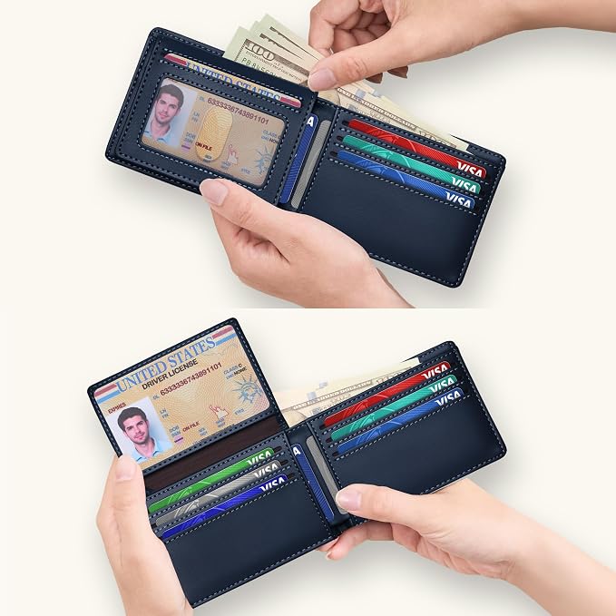 Tipmile Wallet for Men Slim RFID Blocking Credit Card Holder, Minimalist Men Wallets 12 Cards with 2 ID Windows & Cash Slot, Bifold Front Pocket Wallet Gifts for Men - Image 3