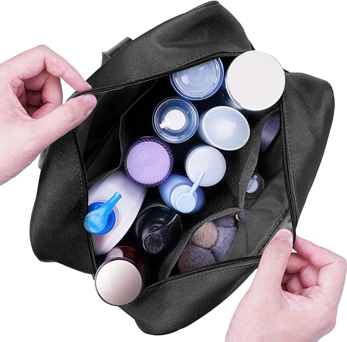 Full Size Toiletry Bag Women Large Cosmetic Bag Travel Makeup Bag Organizer Medicine Bag for Toiletries Essentials Accessories (Large, Black) - Image 3