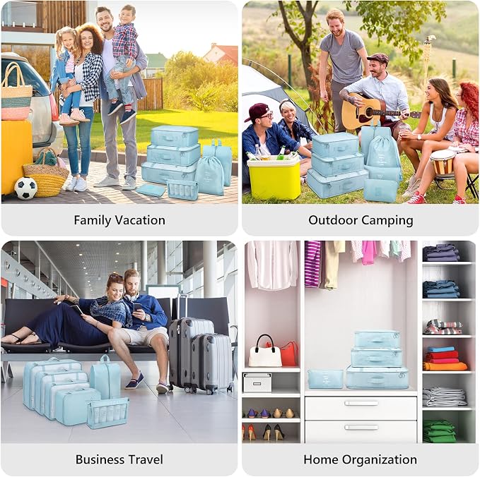 Mossio 9 Set Packing Cubes with Shoe Bag & Electronics Bag - Luggage Organizers Suitcase Travel Accessories - Image 7