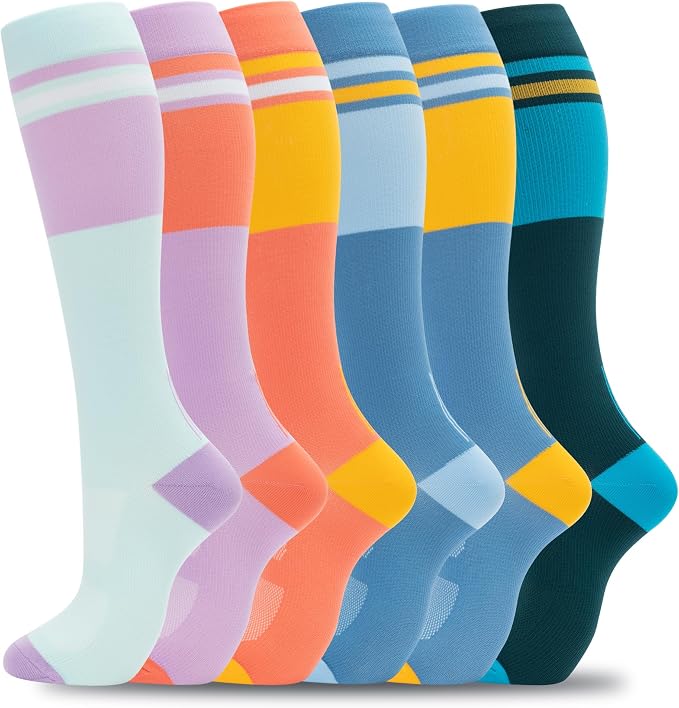 fenglaoda Compression Socks for Women Men Support Circulation 6 Pairs Socks For Nurse, Travel, Flight by fenglaoda