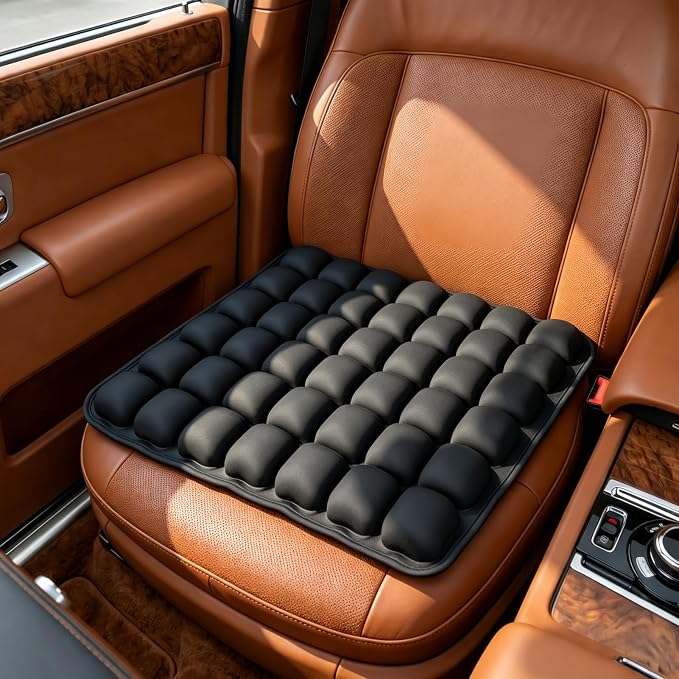 Car Seat Cushion for Long Drives, Seat Cushion for Car, Inflatable Car Seat Cushions for Driving, Adjustable Truck Driver Seat Pad for Auto, SUV, Office Chair, Built-in Pump, Black by Longdrivesshouldntfeellonger