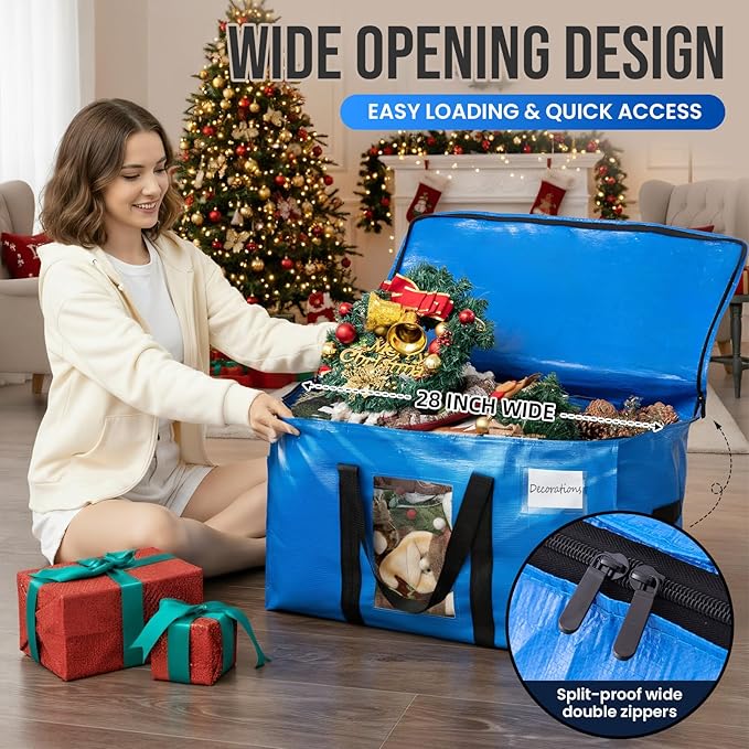 TAILI 10 Pack Blue Extra Large Moving Bags,Storage Bag with Visible Window | 93L Heavy Duty Totes For Storage,Wrap Around Handles,Alternative to Moving Boxes, College Dorm,Perfect for Moving - Image 4