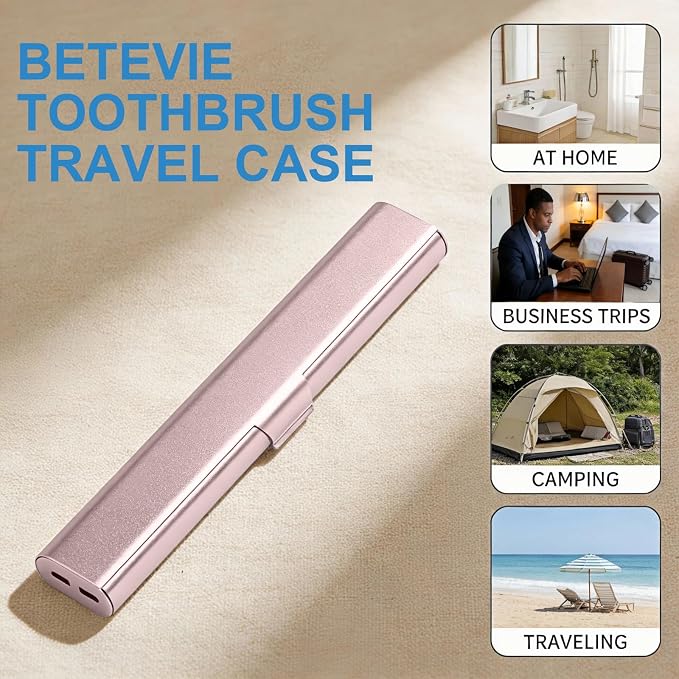 Portable Toothbrush Travel Case: Breathable & Dirt-Proof Hotel Camping Outdoor - Aluminum for Storage Recyclable Traveler (1, Rose Gold) - Image 5