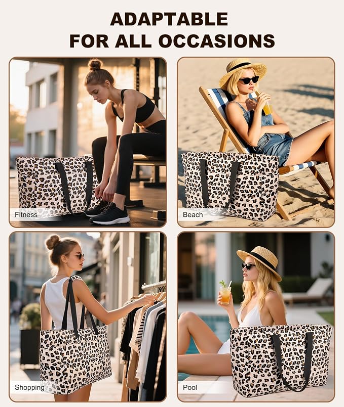 ISEYOU Extra Large Beach Bag Waterproof Beach Totes Bags for Women, Lightweight Foldable Pool Bag with Zipper Wet Compartment - Image 6