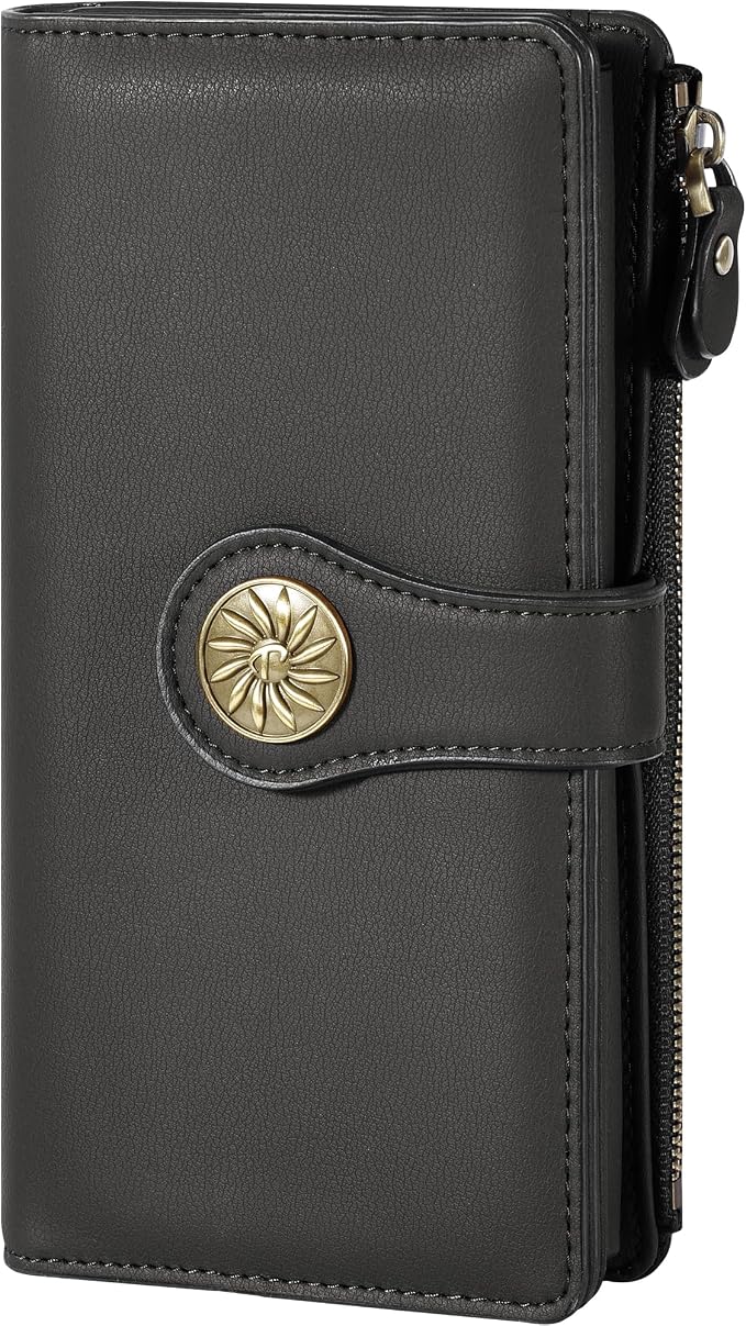Travelambo Women's Wallet RFID Blocking Trifold Clutch Large Capacity Credit Card Holder Travel Purse by Travelambo