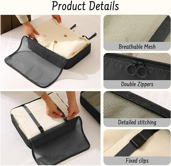 8 Set Packing Cubes for Travel Suitcase Organizer Bags Luggage Packing Cubes Set Travel Essentials Accessories Gifts for Women - Image 3