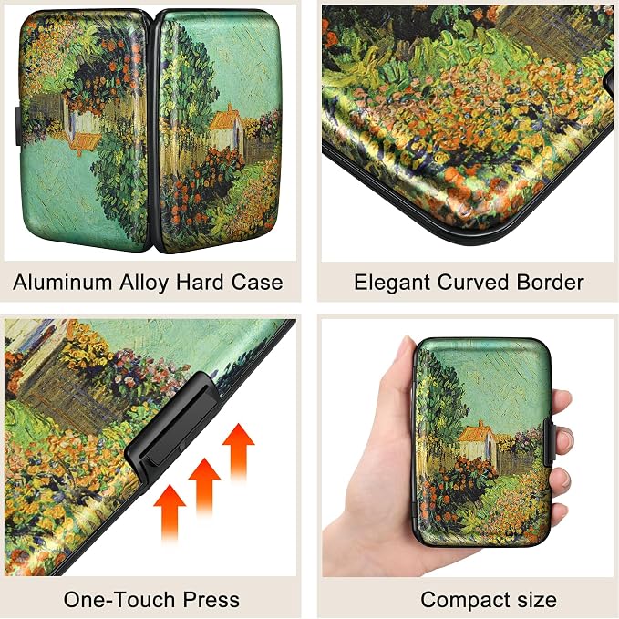 Mini RFID Aluminum Wallet Credit Cards Holder Business Card Case Metal ID Case for Men Women(Scenery) - Image 3