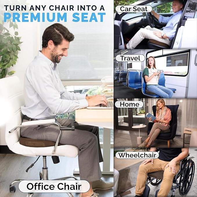 ComfiLife Doctor Recommended Seat Cushion - Premium Gel & Memory Foam Office Chair, Car Seat, Lifting Cushion - Chair Cushions for Back & Sciatica Relief - Seat Cushions for Office & Desk (Brown) - Image 9