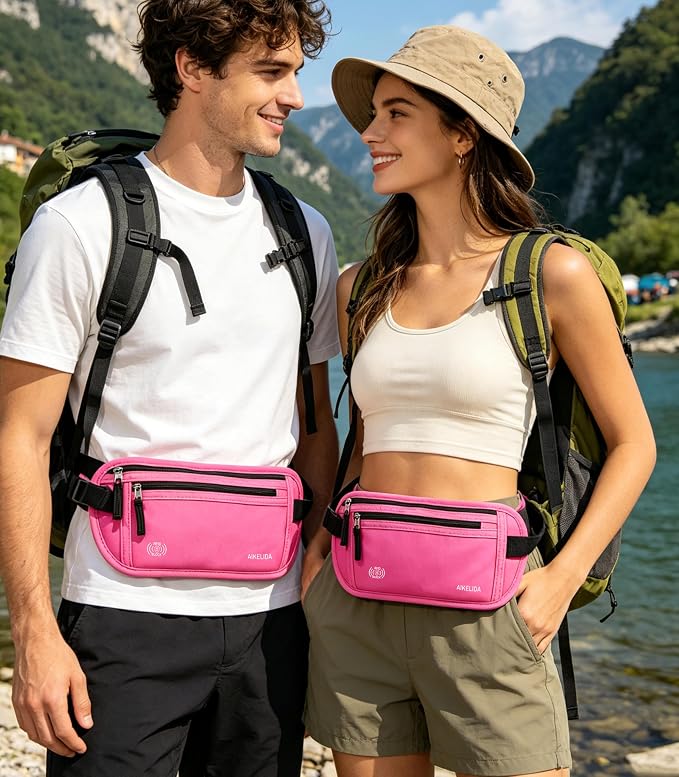 Money Belt - Slim Passport Holder RFID Blocking Travel Wallet Undercover Fanny Packs for Women - Rose - Image 7