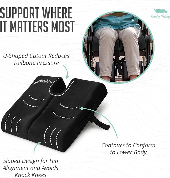 Premium Foldable Wheelchair Cushion - for Relief of Lower Back, Sciatic, Butt and Tailbone Pain - for Home & Office Use, Perfect for Travel or Driving - Black Coccyx Seat Cushion - Image 6