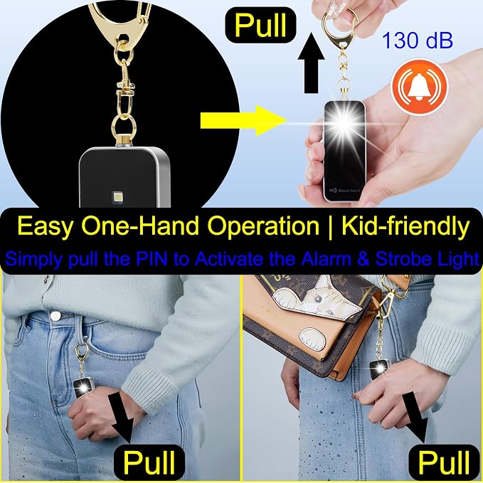 Ultrathin Personal Alarm Rainproof Ultra-Lightweight (0.8 oz) Bulky-Free Keychain Siren for Women, Students Safety. SOS Emergency 130db Hiking Alert Strobe Light. Replaceable Battery. Black - Image 9