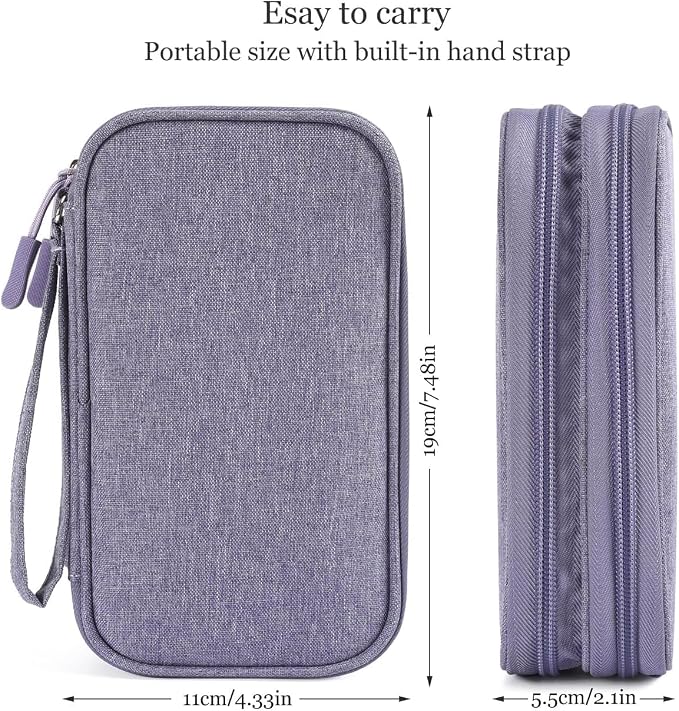 Electronic Organizer Travel Cable Accessories Bag, Electronic Organizer Case, Electronic Accessories Organizer Bag for Power Bank, Charging Cords, Chargers, Mouse, USB Cable, Earphones (Purple) - Image 2