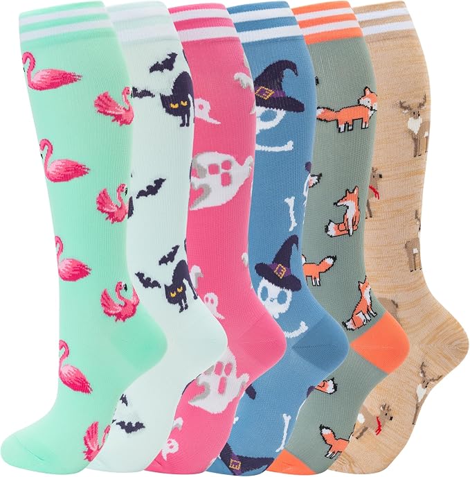 fenglaoda Compression Socks for Women Men Support Circulation 6 Pairs Socks For Nurse, Travel, Flight by fenglaoda