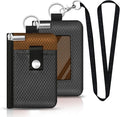 Minimalist RFID Blocking Small Wallet with ID Window,WaterResistant Zip Id Case Wallet with Lanyard Keychain for Cards,Cash,Travel,Women,Men（Drak Grey/Brown） by CCUMI