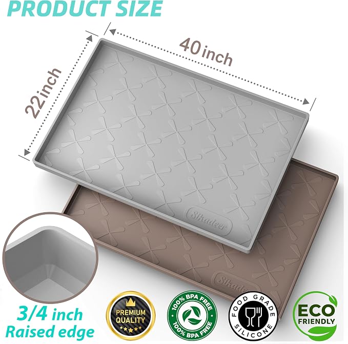 Waterproof Under Sink Mat 40" x 22" Silicone Mat Cabinet Protector | Heavy Duty Deep Drip Tray, Extra Thick Non Slip Liner for Kitchen & Bathroom, Pets, Organizer, Storage, Boots, Home Essential - Image 3