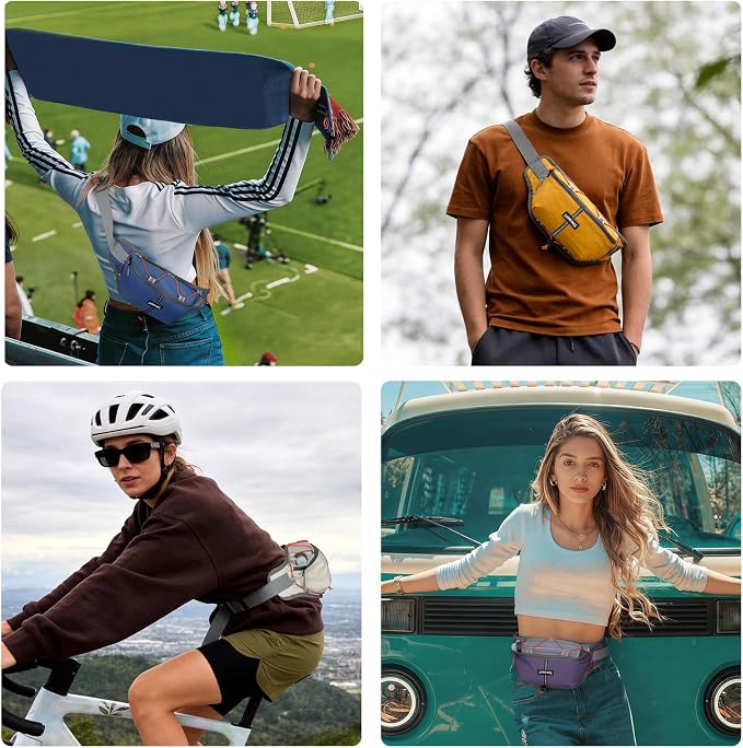 Fanny Pack for Women Men, Water-Resistant Travel Waist Pack with RFID Blocking, Wide Opening Crossbody Belt Bag for Phone, Passport, Small Hip Pack for Running, Hiking, Workout（Off-white） - Image 7