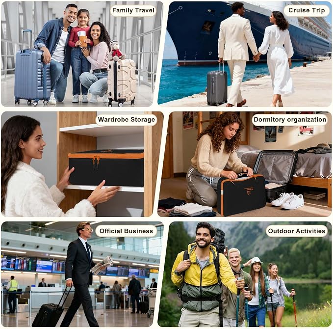 Packing Cubes for Travel, Various Sizes Luggage Organizer Bags Travel Cubes with Double Zipper, Durable Space Saver Bags Travel Essentials (5 Set, Black) - Image 8