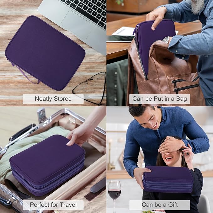FYY Electronic Organizer, Travel Tech Pouch Bag, Extra Large, Purple | Wrist Strap, Waterproof, Double Layers Electronics Travel Case for iPad, Cord, Laptop Charger, Daily and Business Trips Use - Image 7