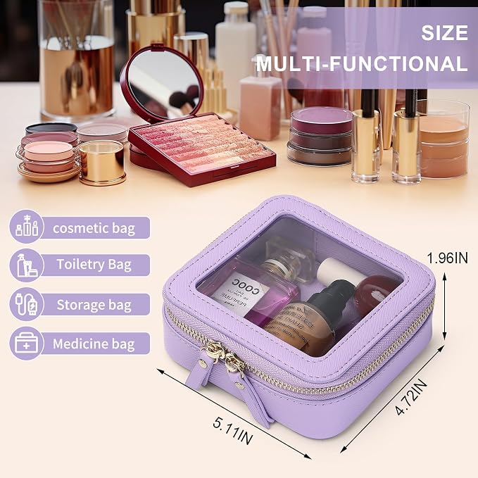Pinkmik Mini Clear Makeup Bag, Purple, MINI | Small Size, Zipper Closure, Cosmetic & Toiletry Case, Purse Organizer, Car Essentials - Image 3