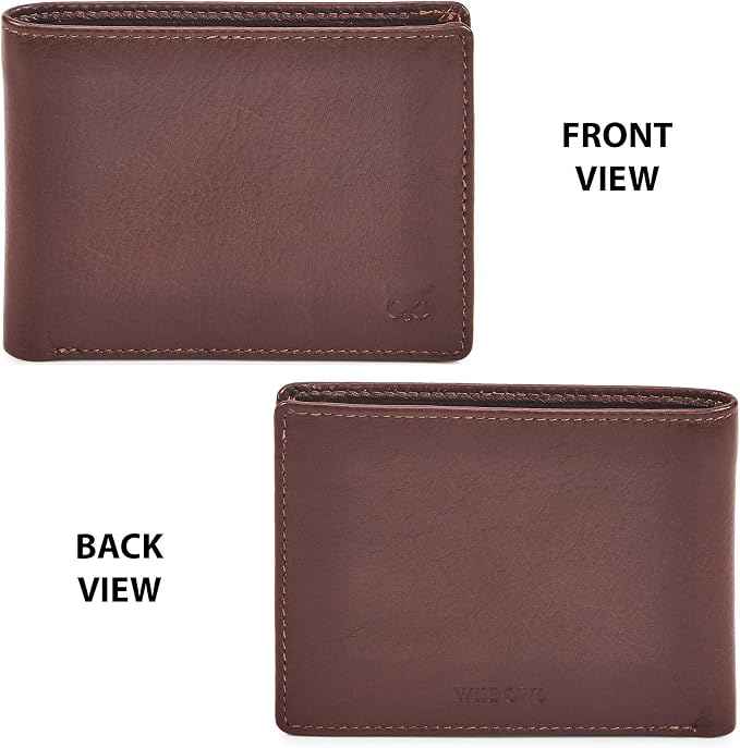 Real Leather Mens Bifold Wallet RFID Blocking Slim Minimalist Front Pocket - Thin & Stylish with ID Window in Gift Box (Nappa, Cognac) - Image 4