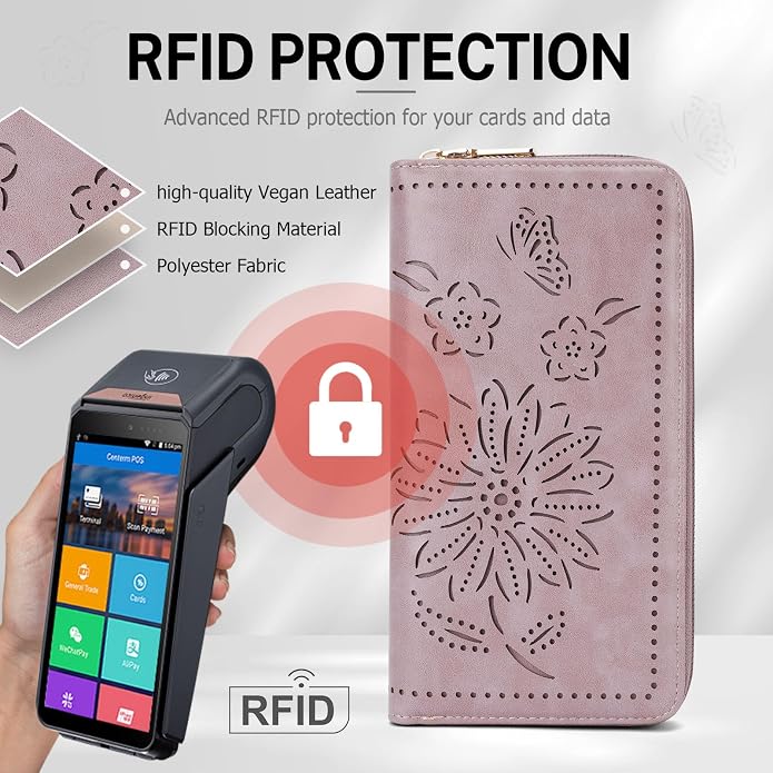 RFID Wallet Women Large Capacity Sunflower Wristlet Wallets for Women Clutch Ladies Cell Phone Purse - Image 7