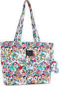 tokidoki Unicorno Foldable Tote Bag for Women, Canvas Tote Bags with Doll Portable Shoulder Handbag for school Work Travel by Tokidoki