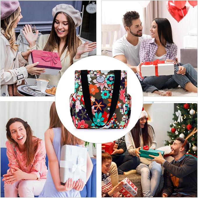 HUA ANGEL Floral Tote Bag - Casual Shoulder Bag Daily Tote Bag with Zipper Gym Travel Shopping Work Handbag for Women - Image 7