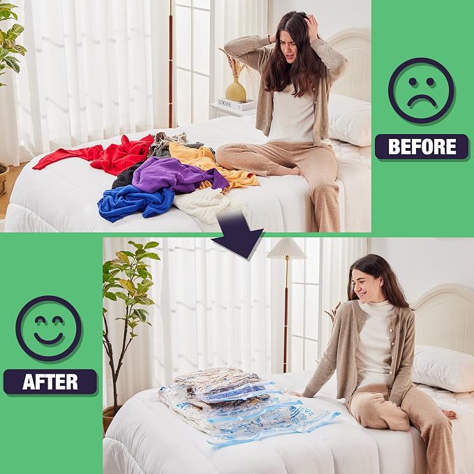 15 Jumbo Vacuum Storage Bags for Bedding, Vacuum Seal Bags for Clothing | Extra Large XL, Airtight Triple Seal, Save 80% Space, Hand Pump, Work with Vacuum, Double Zip, Reusable, Easy to Use - Image 5