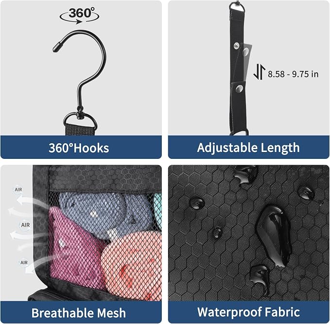 esouler Suitcase Organizer, Travel Luggage Organizer hanging packing cubes for travel，portable hanging travel shelves Collapsible closet organizer for Carry-on (Black, Medium) - Image 5